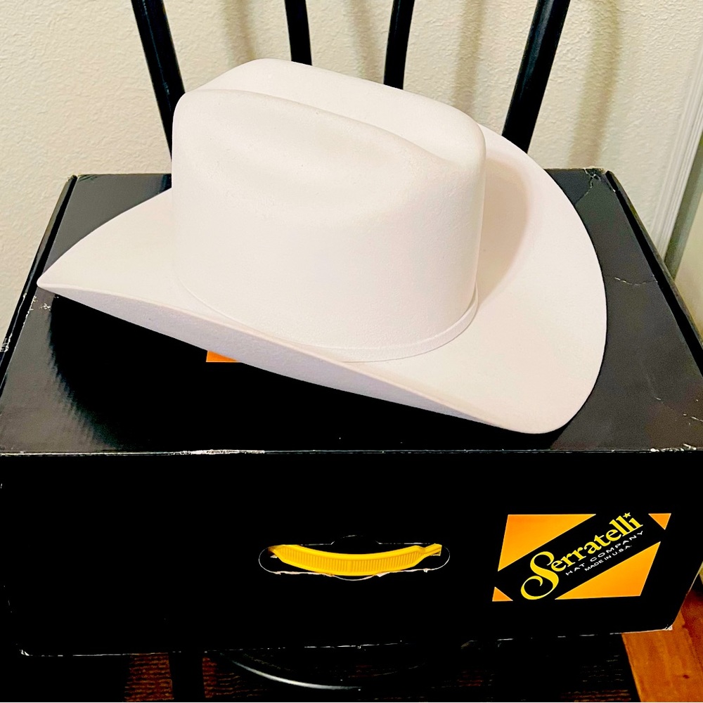 Serratelli White Western Cowboy Hat 3X Felt